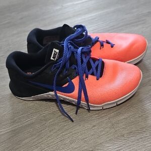 Nike Black and Orange Sneakers with Blue Accents